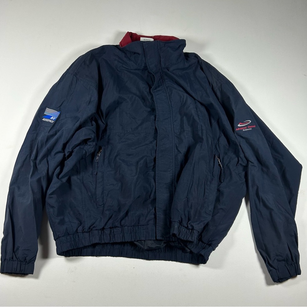 Vintage B/E Aerospace Windbreaker Jacket XXL Mens Blue Advanced Thermal Science